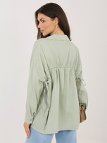 Khaki rozpinana koszula z domieszką lnu