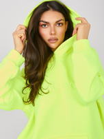 Fluo żółta ocieplana bluza oversize z kapturem RUE PARIS