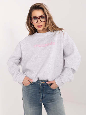 Jasnoszara melanżowa dresowa bluza oversize bez kaptura RUE PARIS 