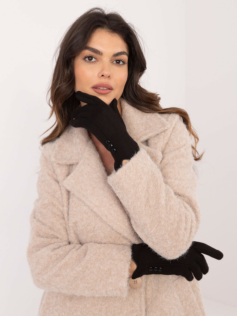 Hurtownia Czarne dzianinowe rękawiczki damskie