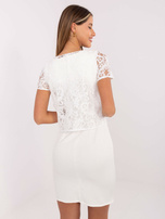 Hurt Ecru elegancka sukienka koktajlowa z bolerkiem