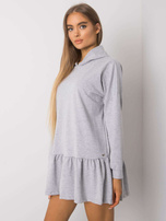 Graue Melange Sweatkleid mit Kapuze von Aliye.