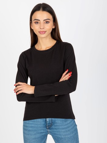 Hurt Czarna gładka bluzka longsleeve z okrągłym dekoltem