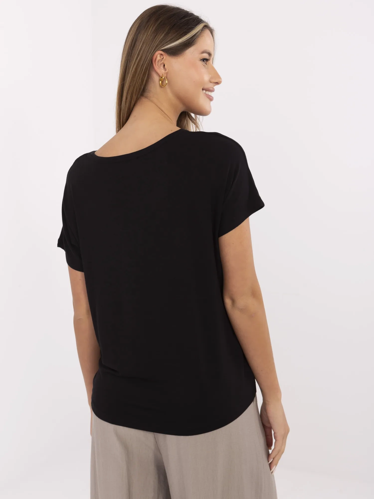 Schwarzes Damen-T-Shirt aus Viskose SUBLEVEL.