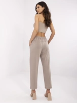 Ciemnobeżowe dresowe spodnie basic z wiązaniem