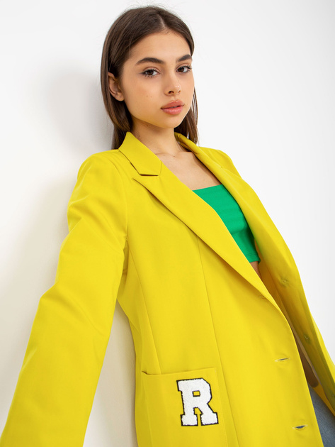 Hurtownia Żółta marynarka damska z naszywkami