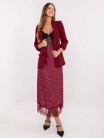 Bordowa satynowa spódnica w groszki RUE PARIS