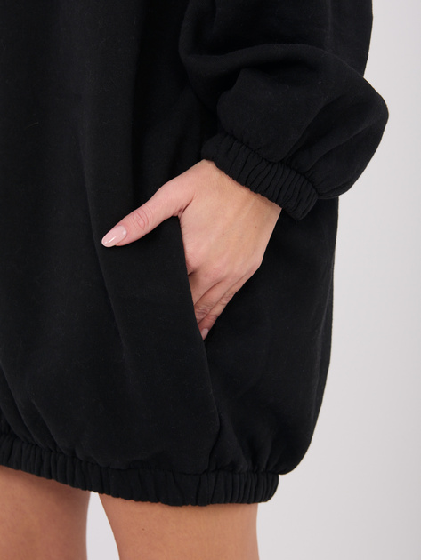 Czarna dresowa sukienka oversize z kapturem