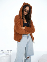 Jasnobrązowa futrzana bluza z kapturem