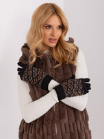 Hurtownia Czarne ciepłe rękawiczki we wzory 