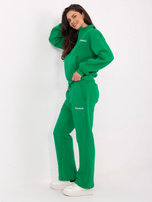 Zielony ocieplany komplet z bluzą kangurką