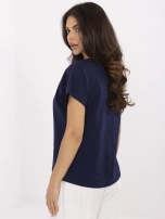 Granatowy bawełniany t-shirt z napisem 