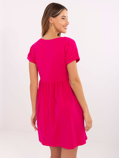 Fuksjowa bawełniana sukienka na lato RUE PARIS