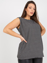 Czarno-biały top plus size bez rękawów 