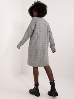 Hurt Szara damska sukienka z dzianiny z długim rękawem