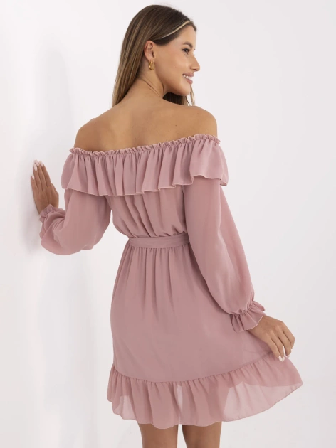 Brudnoróżowa sukienka hiszpanka z falbankami Farren OCH BELLA