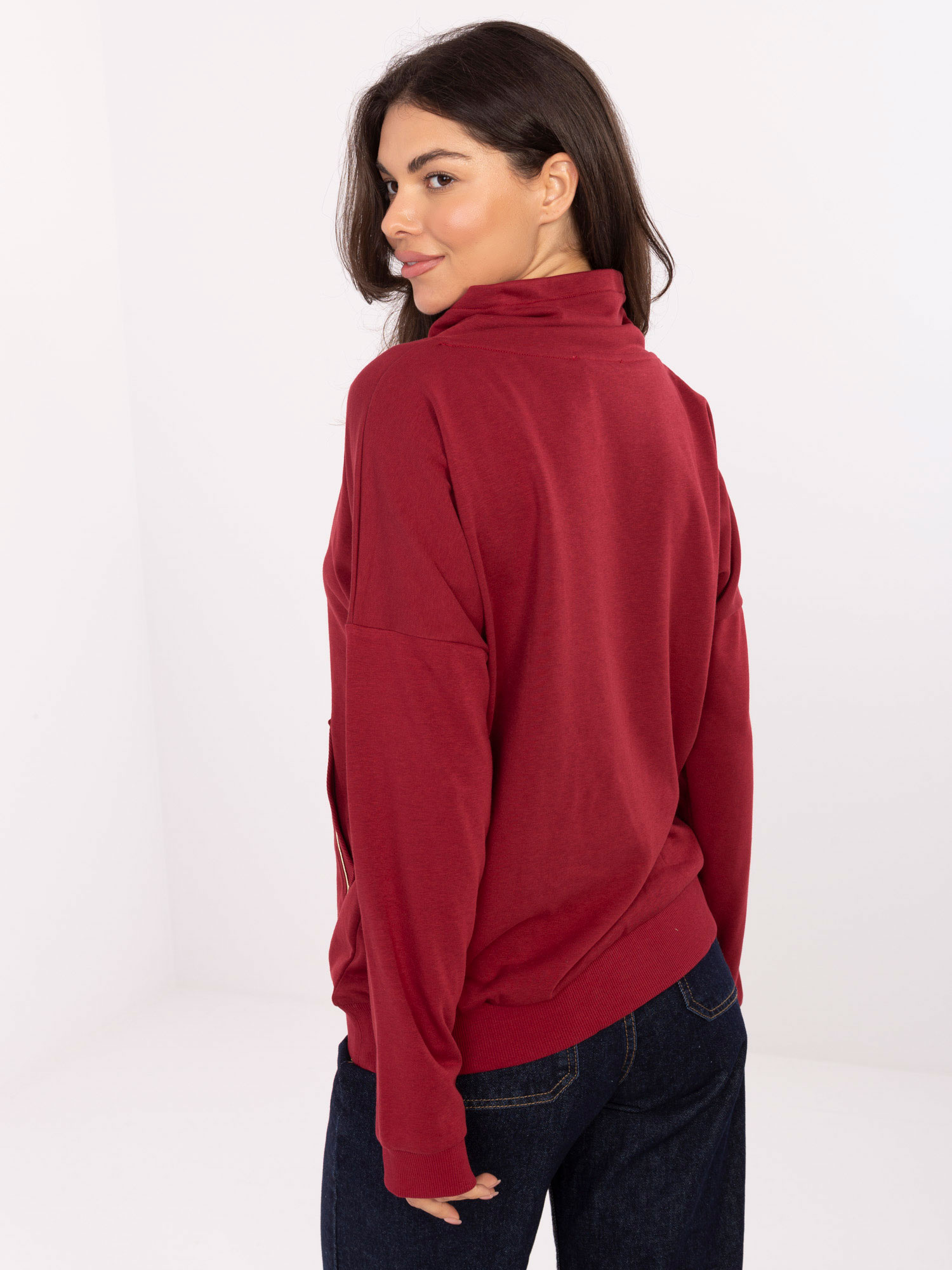 Bordowa bluza kangurka o kroju oversize RUE PARIS