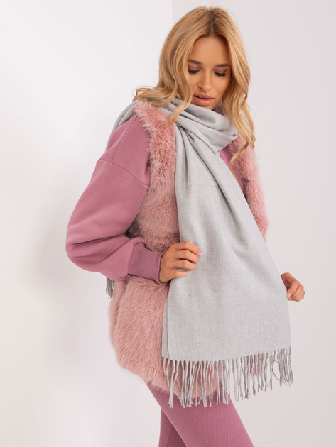 Hurt Szary damski szal z dzianiny