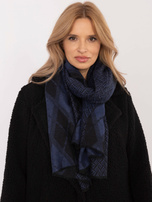 Hurt Czarno-ciemnoniebieski damski szal z printem
