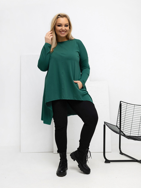 Ciemnozielona bluzka plus size z bawełny