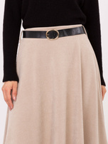 Beżowa rozkloszowana spódnica z dzianiny RUE PARIS