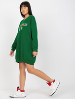 Hurt Ciemnozielona długa bluza z nadrukiem i aplikacją