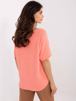 Hurt Brzoskwiniowy dwustronny sweter z dekoltem V