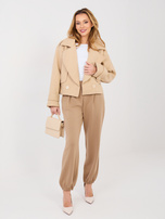 Ciemnobeżowe dresowe spodnie w eleganckim stylu