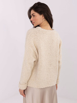 Jasnobeżowy sweter boucle z domieszką alpaki