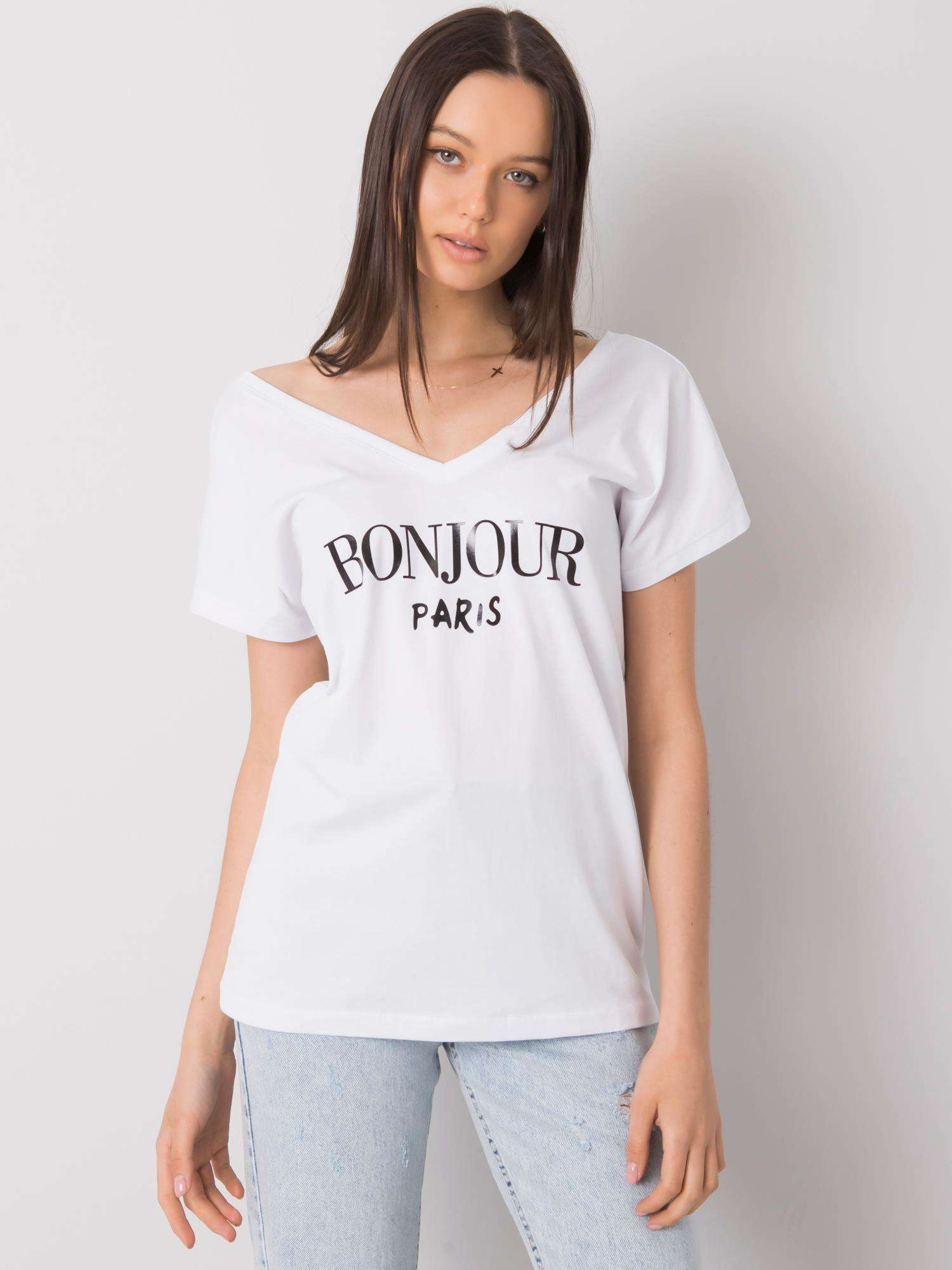 Biały t-shirt z nadrukiem Hortense