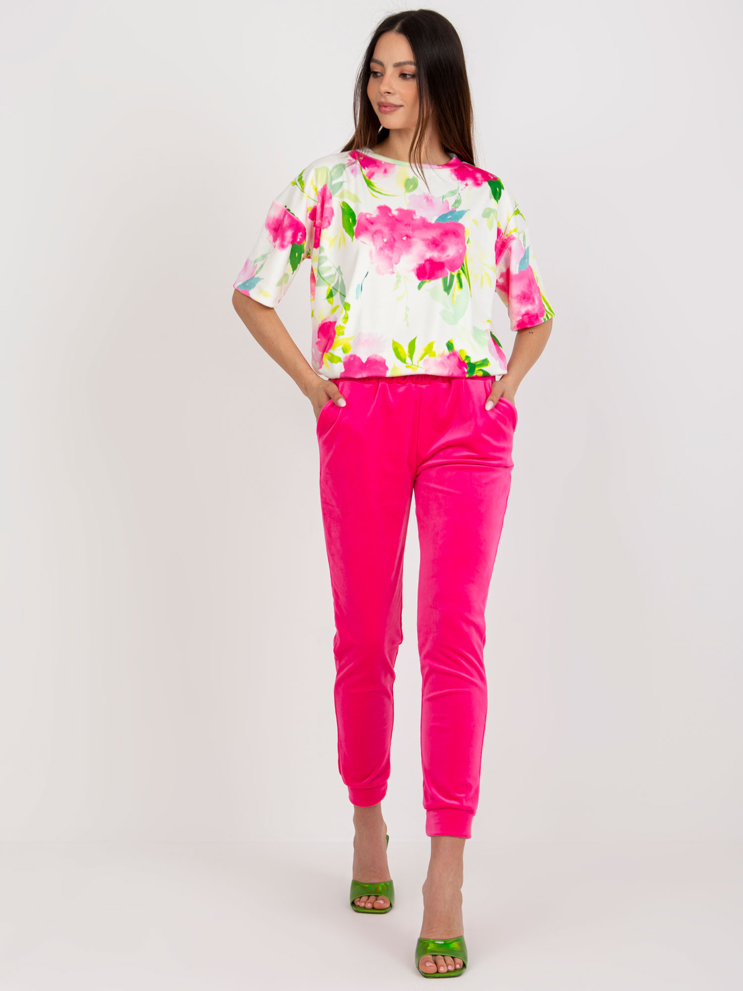 Hurt Pink-ecru two-piece velour set RUE PARIS.