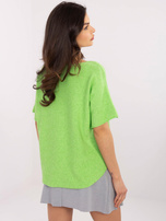 Hurt Jasnozielony sweter oversize w jednolitym kolorze