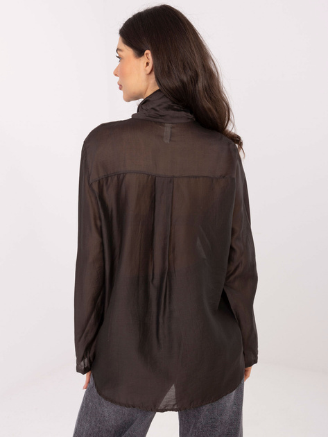 Czekoladowa rozpinana koszula z wiązaniem