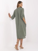 Khaki letnia sukienka z rękawem 3/4 OCH BELLA