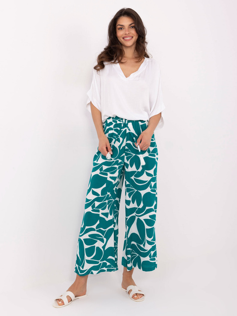 Ciemnozielone letnie spodnie z wiskozy SUBLEVEL