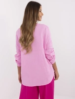 Pink muslin women's shirt with 3/4 sleeves.