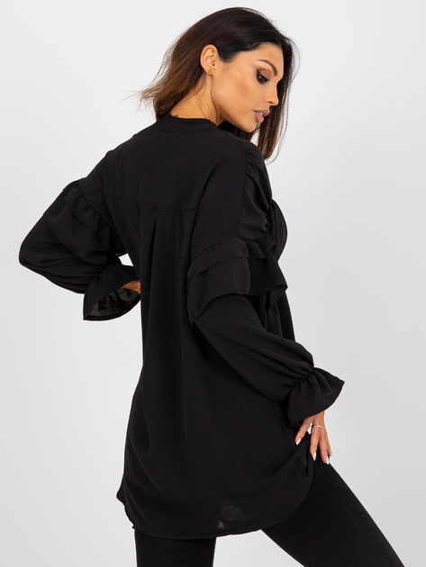 Hurt Czarna boho koszula z falbanami i marszczeniem OCH BELLA