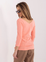 Brzoskwiniowa bawełniana bluzka basic z rękawem 3/4 RUE PARIS 