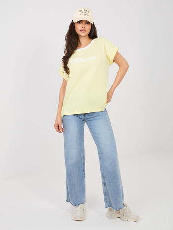 Jasnożółta casualowa bluzka z krótkim rękawem