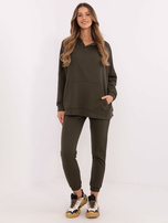 Hurt Khaki dresowy komplet basic z bluzą kangurką