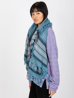 Online wholesaler Blue women's scarf with fringes.