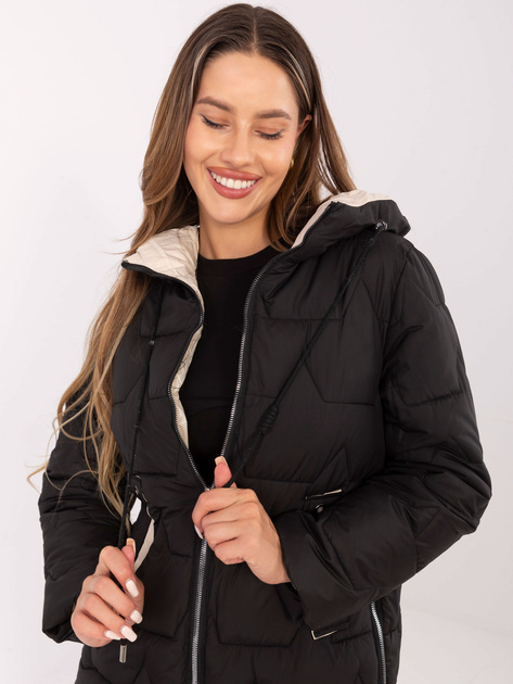 Czarna pikowana kurtka z suwakiem