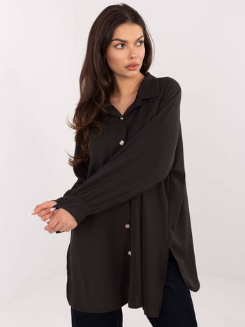 Czekoladowa koszula oversize z rozcięciami