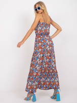 Brązowa maxi sukienka w kwiaty na ramiączkach SUBLEVEL