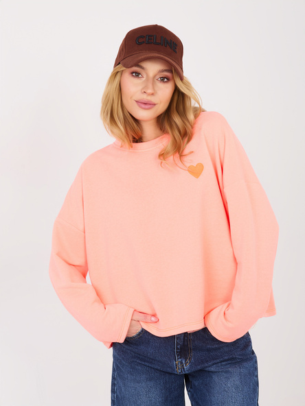 Fluorescent orange oversized sweatshirt without a hood.