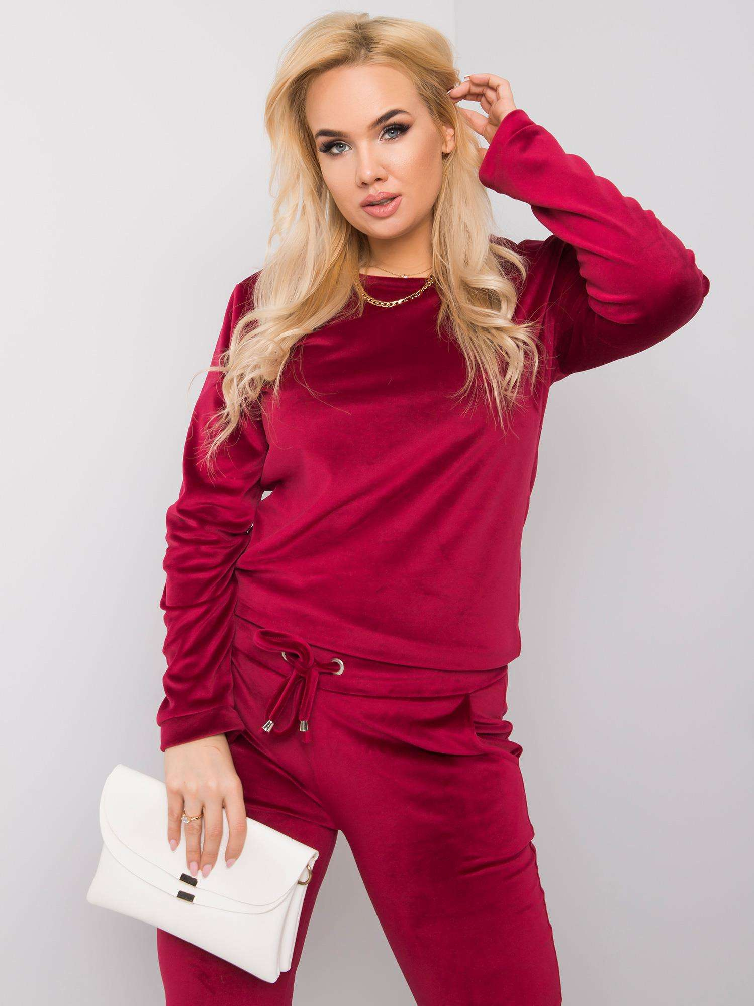 Bordo veliūrinis plus size komplektas Jeanne.