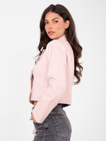 Jasnoróżowa dwurzędowa marynarka z ekoskóry RUE PARIS 