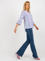 Hurt Fioletowa boho bluzka z nadrukiem i rękawem 3/4 SUBLEVEL