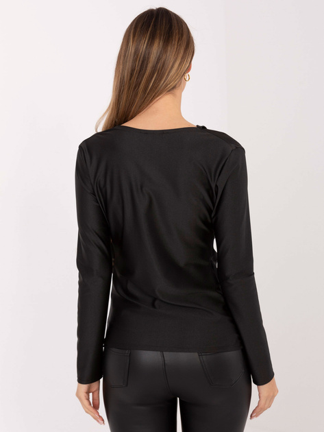 Czarna damska bluzka z ozdobnym detalem