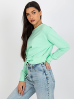 Hurt Miętowa krótka bluza bez kaptura z węzłem z przodu